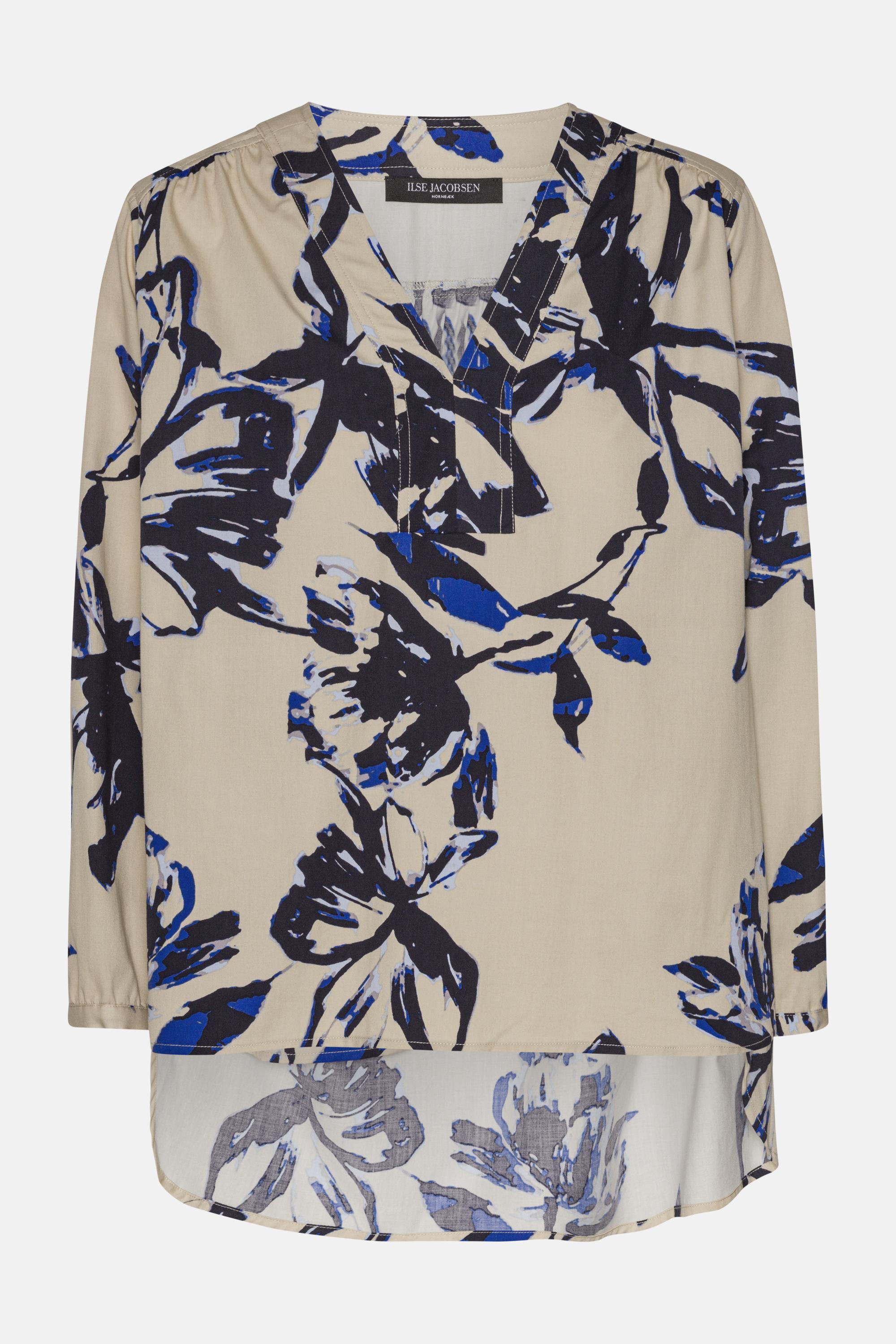 Skjorta V-ringning - Sand Artsy Stroke Flower